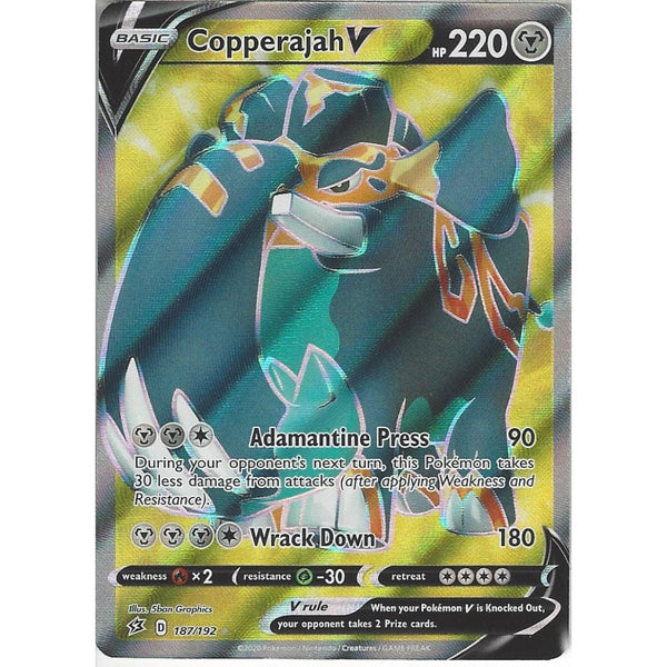 Pokemon Trading Card Game 187/192 Copperajah V | Rare Ultra Card | Sword &amp; Shield Rebel Clash
