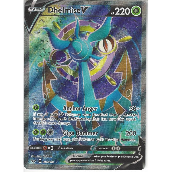 dhelmise v pokemon card value 187/202 | Rare Ultra | Sword & Shield (Base Set) Style:Y'shtola Night's Blessed Seltenheit [1GG] Giga Hammer (200) Ringwraiths | MTG Cards