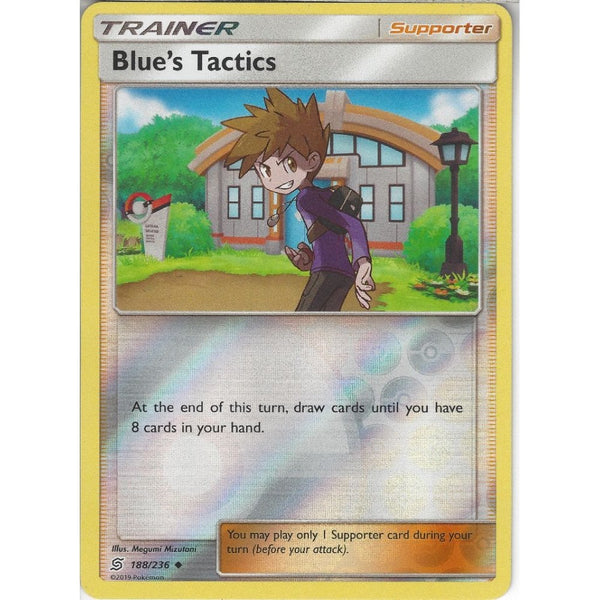 Pokemon Trading Card Game 188/236 Blue's Tactics | Uncommon Reverse Holo Card | SM11 Unified Minds
