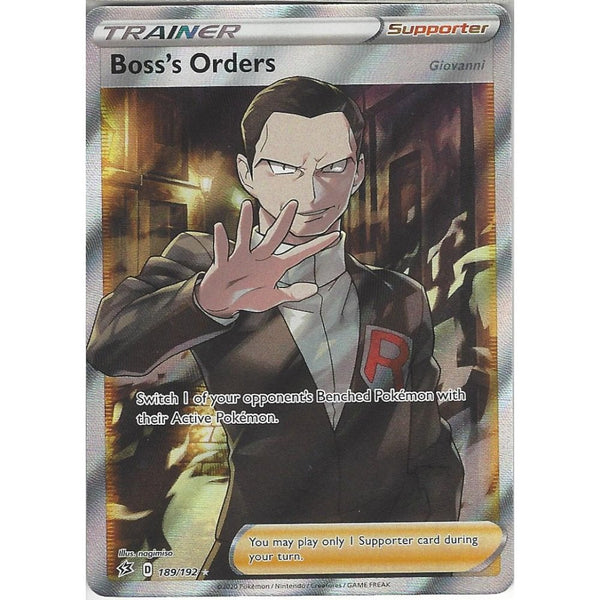 Pokemon Trading Card Game 189/192 Boss&#039;s Orders | Rare Ultra Card | Sword &amp; Shield Rebel Clash
