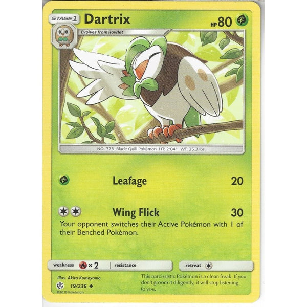 Pokemon Trading Card Game 19/236 Dartrix | Uncommon Card | SM12 Cosmic Eclipse