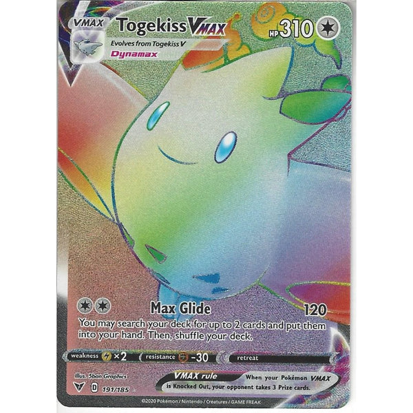 Pokemon Trading Card Game 191/185 Togekiss VMAX | Rare Rainbow Card | SWSH-04 Vivid Voltage