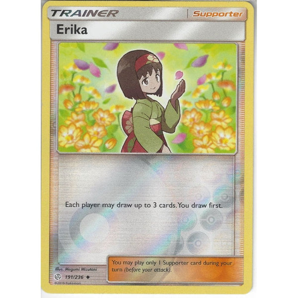 Pokemon Trading Card Game 191/236 Erika | Uncommon Reverse Holo Card | SM12 Cosmic Eclipse