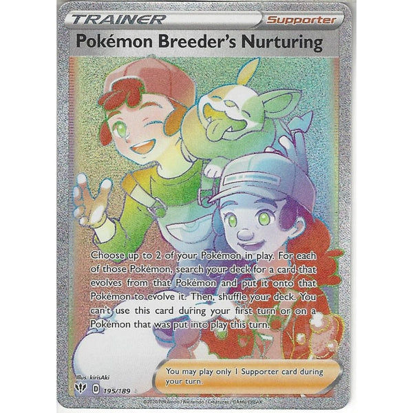 Pokemon Trading Card Game 195/189 Pokémon Breeder's Nurturing | Rare Rainbow Card | SWSH-03 Darkness Ablaze