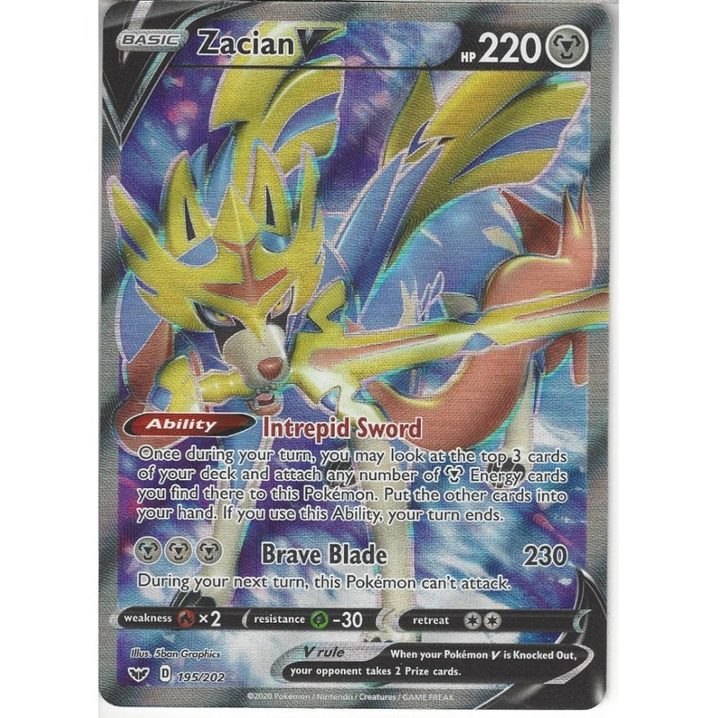 195/202 Zacian V | Rare Ultra Card | Sword & Shield (Base Set) - Recaptured LTD 195/202 Zacian V | Rare Ultra Card | Sword & Shield (Base Set) - Recaptured LTD