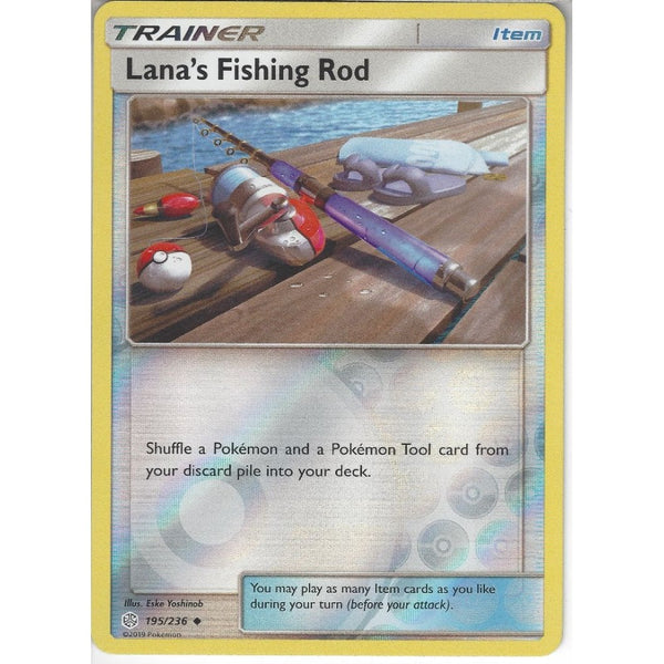 Pokemon Trading Card Game 195/236 Lana's Fishing Rod | Uncommon Reverse Holo Card | SM12 Cosmic Eclipse