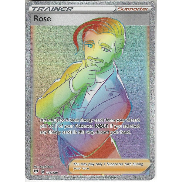 Pokemon Trading Card Game 196/189 Rose | Rare Rainbow Card | SWSH-03 Darkness Ablaze