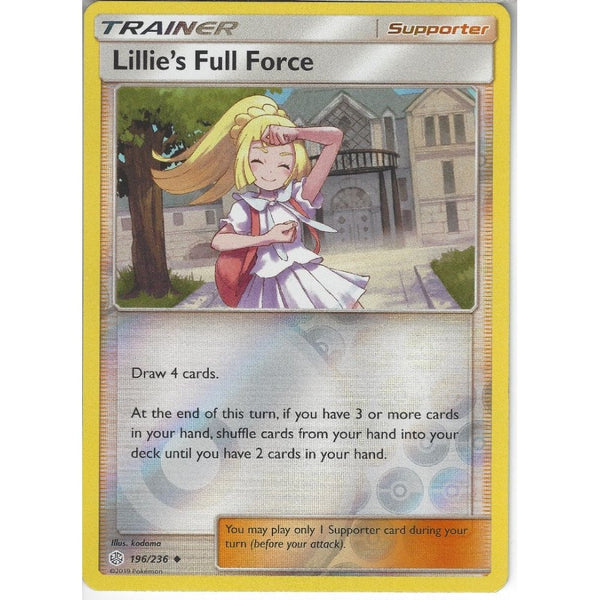 Pokemon Trading Card Game 196/236 Lillie's Full Force | Uncommon Reverse Holo Card | SM12 Cosmic Eclipse