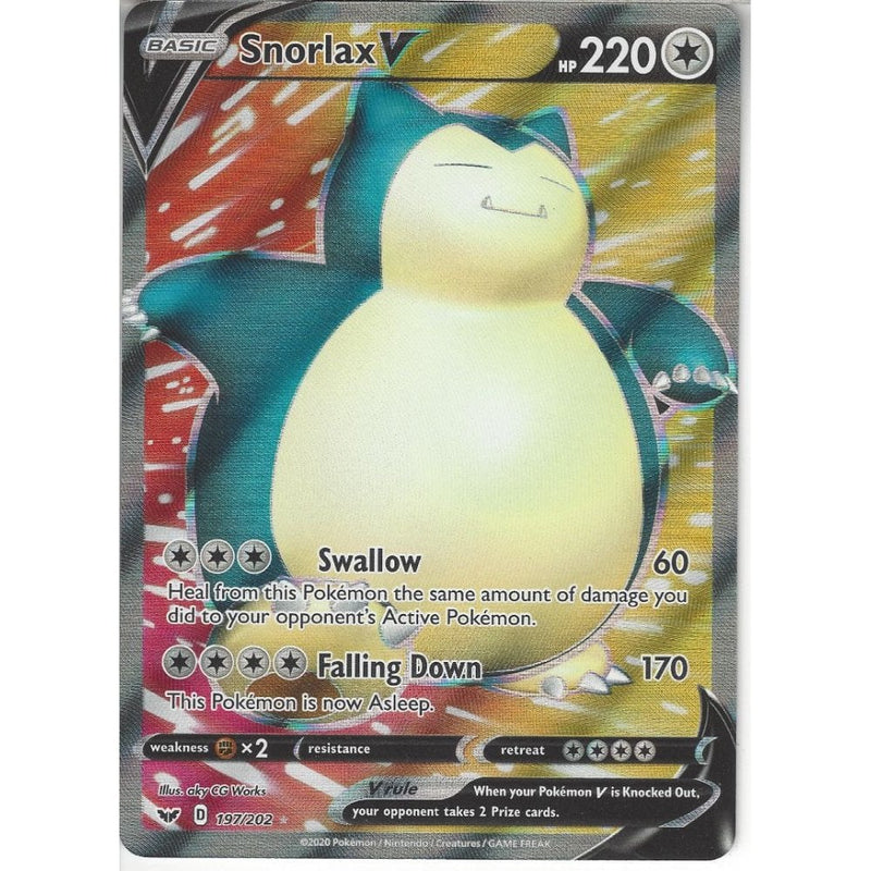 197/202 Snorlax V | Rare Ultra Card | Sword & Shield (Base Set) - Recaptured LTD 197/202 Snorlax V | Rare Ultra Card | Sword & Shield (Base Set) - Recaptured LTD