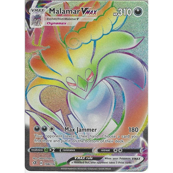 Pokemon Trading Card Game 198/192 Malamar VMAX | Full Art Rainbow Rare Card | Sword &amp; Shield Rebel Clash