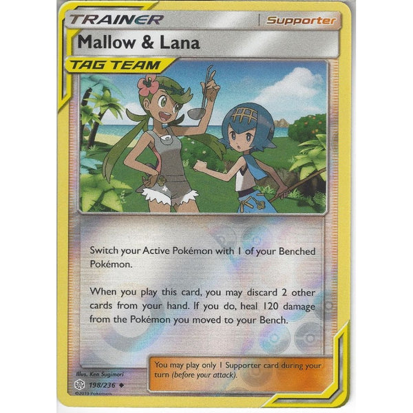 Pokemon Trading Card Game 198/236 Mallow &amp; Lana | Uncommon Reverse Holo Card | SM12 Cosmic Eclipse