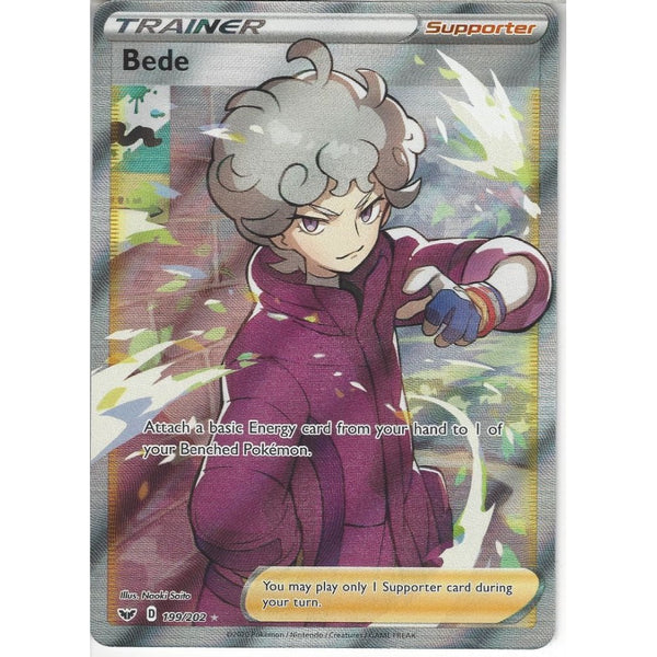Pokemon Trading Card Game 199/202 Bede | Rare Ultra Card | Sword &amp; Shield (Base Set)