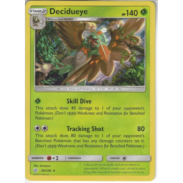 Pokemon Trading Card Game 20/236 Decidueye | Rare Holo Card | SM12 Cosmic Eclipse