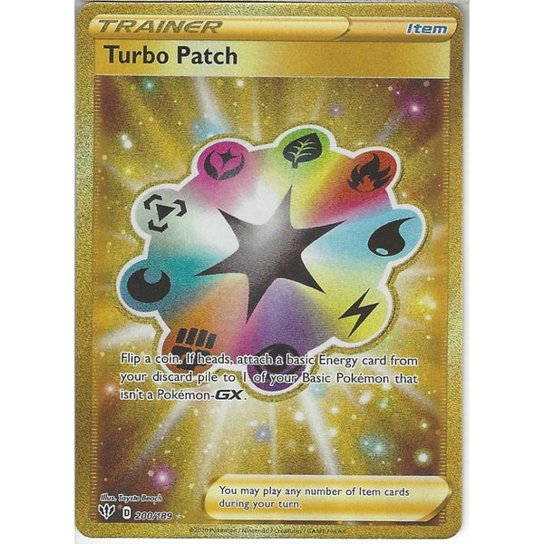 Pokemon Trading Card Game 200/189 Turbo Patch | Secret Rare Card | SWSH-03 Darkness Ablaze