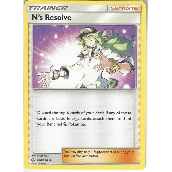 Pokemon Trading Card Game 200/236 N's Resolve | Uncommon Card | SM12 Cosmic Eclipse