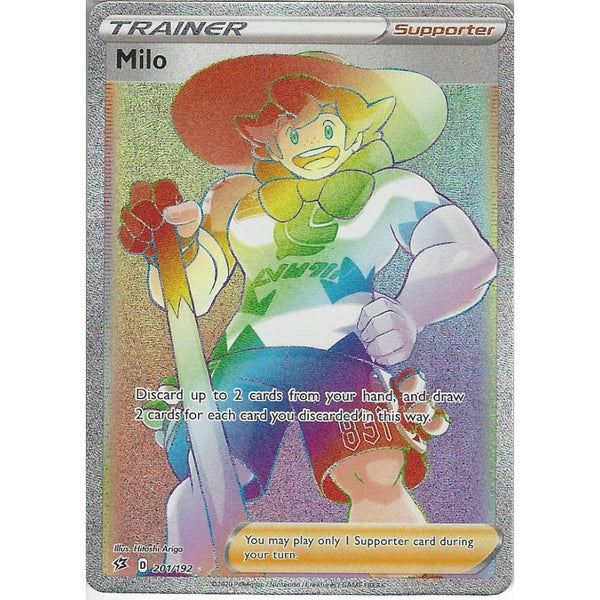 Pokemon Trading Card Game 201/192 Milo | Full Art Rainbow Rare Card | Sword &amp; Shield Rebel Clash