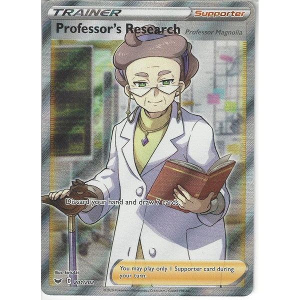 Pokemon Trading Card Game 201/202 Professor's Research | Rare Ultra Card | Sword &amp; Shield (Base Set)