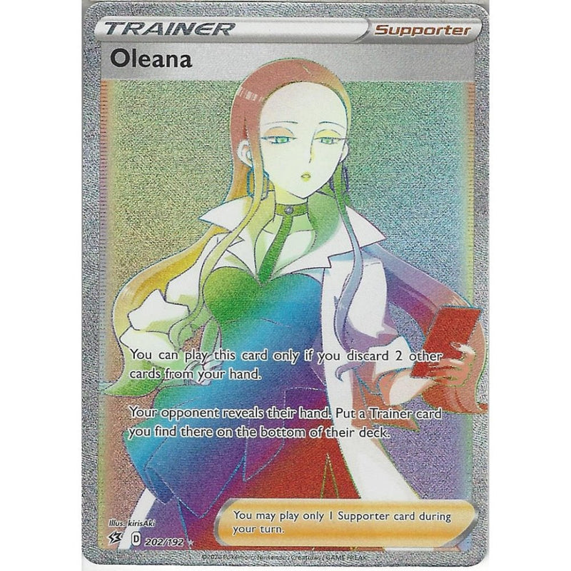 202/192 Oleana | Full Art Rainbow Rare Card | Sword & Shield Rebel Cla - Recaptured LTD 202/192 Oleana | Full Art Rainbow Rare Card | Sword & Shield Rebel Cla - Recaptured LTD