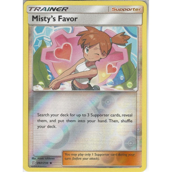 Pokemon Trading Card Game 202/236 Misty's Favor | Uncommon Reverse Holo Card | SM11 Unified Minds
