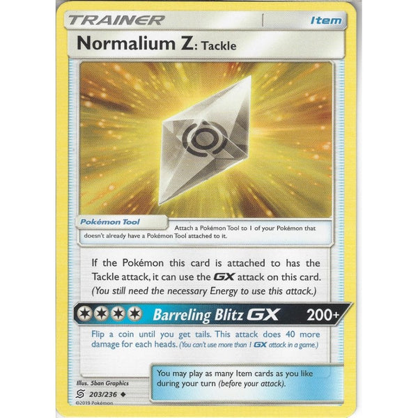 Pokemon Trading Card Game 203/236 Normalium Z Tackle | Uncommon Card | SM11 Unified Minds