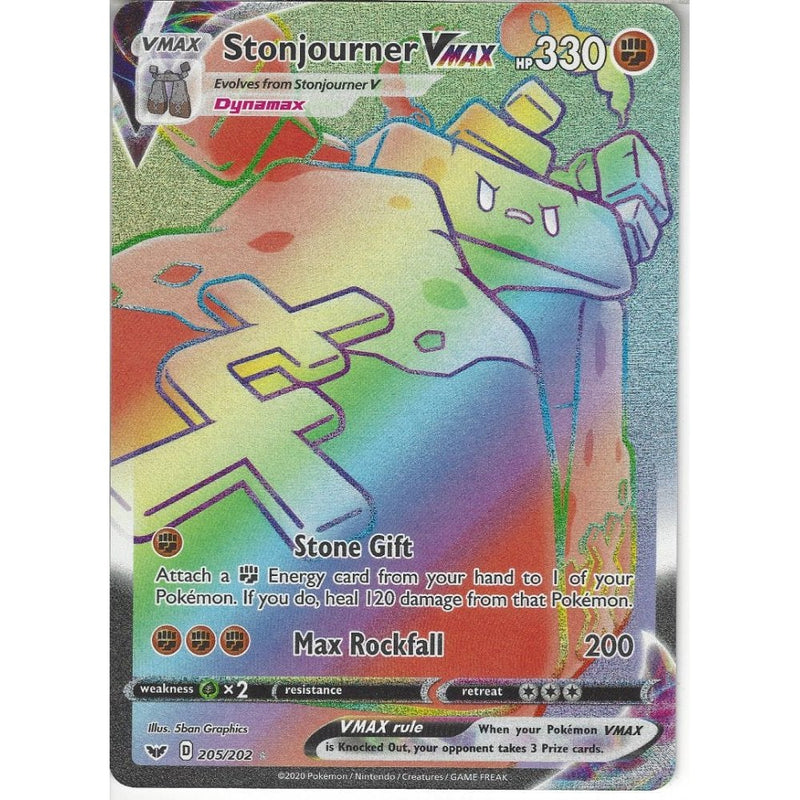 205/202 Stonjourner VMAX | Rainbow Rare Card | Sword & Shield (Base Se - Recaptured LTD 205/202 Stonjourner VMAX | Rainbow Rare Card | Sword & Shield (Base Se - Recaptured LTD