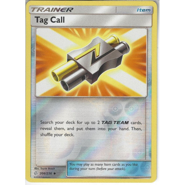 Pokemon Trading Card Game 206/236 Tag Call | Uncommon Reverse Holo Card | SM12 Cosmic Eclipse