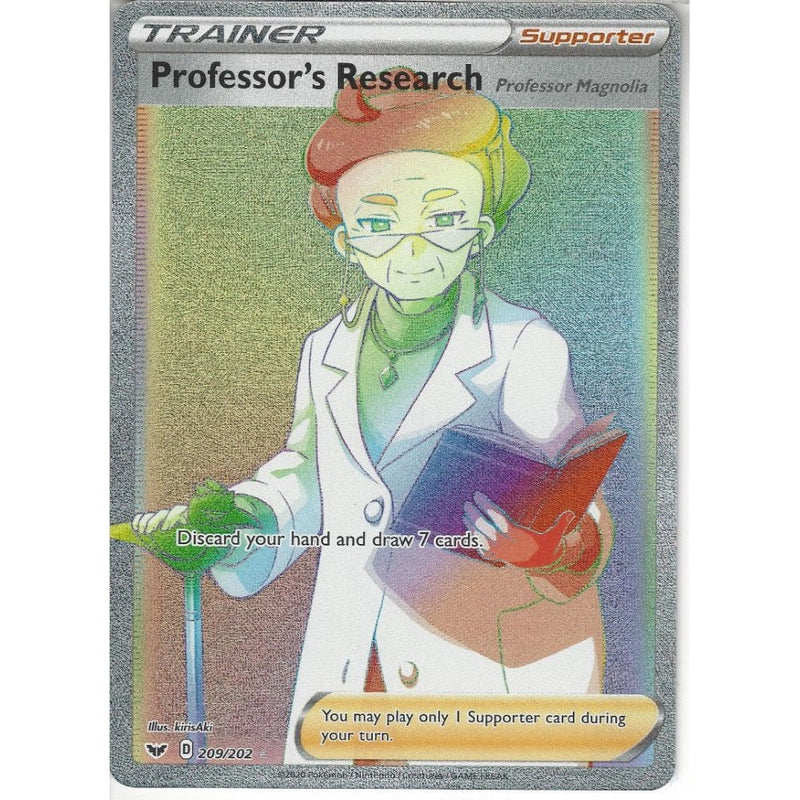 Pokemon Trading Card Game 209/202 Professor's Research | Rainbow Rare Card | Sword &amp; Shield (Base Set)