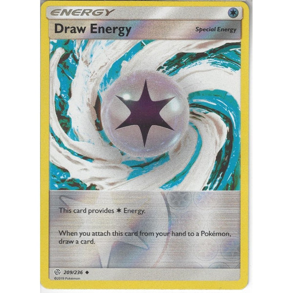 Pokemon Trading Card Game 209/236 Draw Energy | Uncommon Reverse Holo Card | SM12 Cosmic Eclipse
