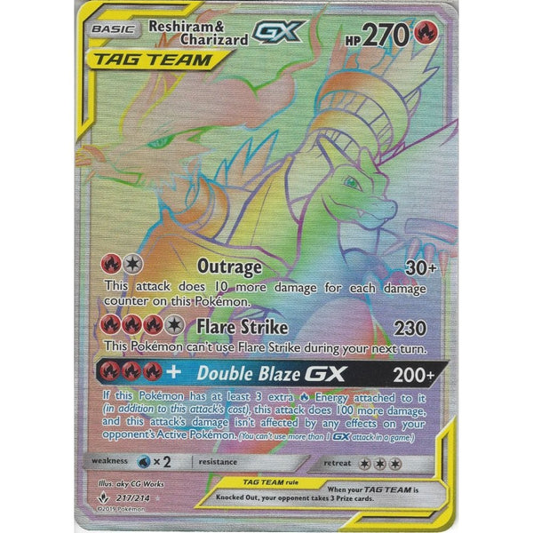 reshiram and charizard gx pokemon card & TAG TEAM - 217/214 - Rare Rainbow - SM10 Cartas Superhéroe Marvel Game Selection:Black Orb this piece serves as Potential Fun Combo For