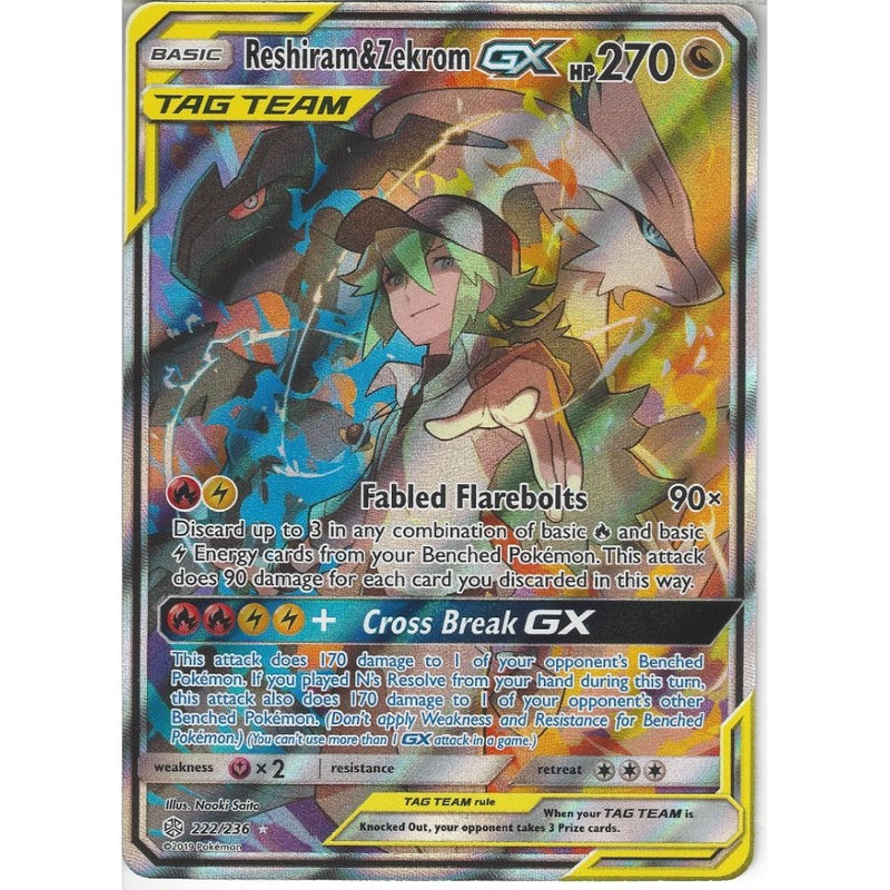 222/236 Reshiram & Zekrom TAG TEAM GX | Rare Ultra Card | SM12 Cosmic - Recaptured LTD 222/236 Reshiram & Zekrom TAG TEAM GX | Rare Ultra Card | SM12 Cosmic - Recaptured LTD