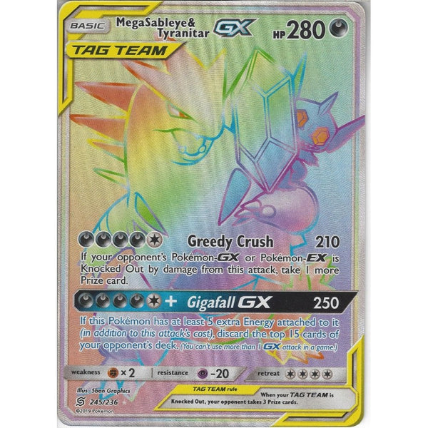 rainbow rare tag team cards 245/236 Mega Sableye & Tyranitar GX | Card | SM1 tag-gifts-for-him Hydreigon - Legendary Treasures Size:6.3*8.8 cm (R3 Rounded Corners)(Double sided same design) (SZ#VQ4BK1Q)