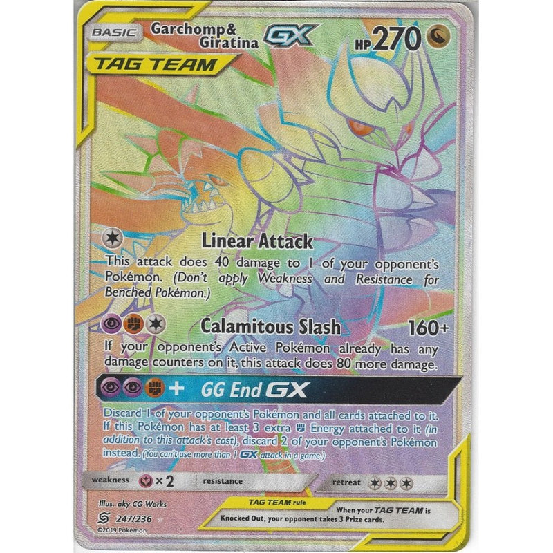 247/236 Garchomp & Giratina TAG TEAM GX | Rare Rainbow Card | SM11 Uni