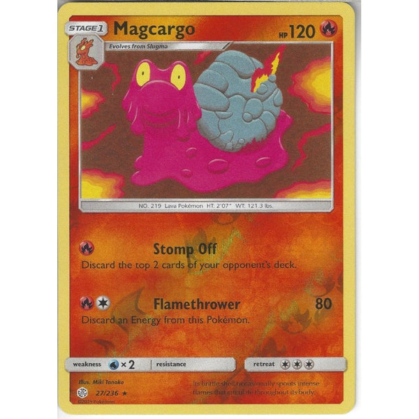 Pokemon Trading Card Game 27/236 Magcargo | Rare Reverse Holo Card | SM12 Cosmic Eclipse