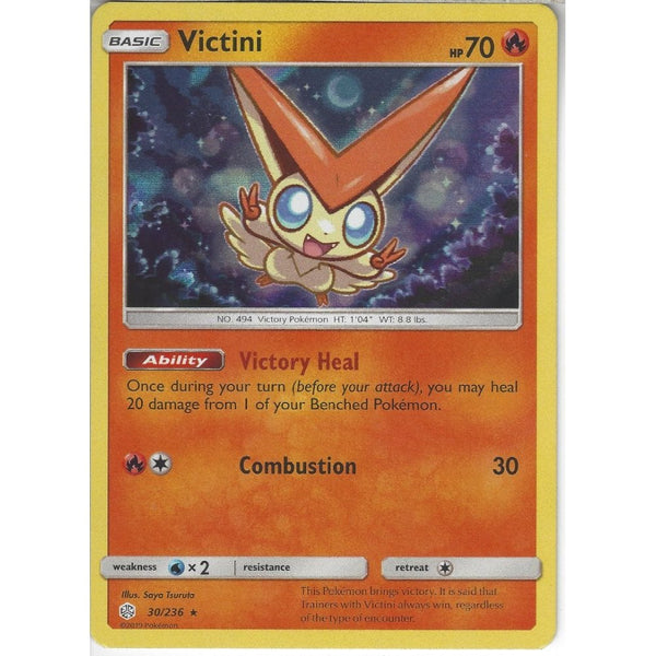 Pokemon Trading Card Game 30/236 Victini | Rare Holo Card | SM12 Cosmic Eclipse