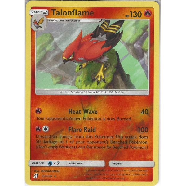 Pokemon Trading Card Game 32/236 Talonflame | Rare Reverse Holo Card | SM11 Unified Minds