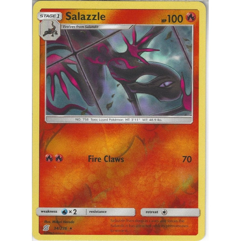 34/236 Salazzle | Rare Reverse Holo Card | SM11 Unified Minds - Recaptured LTD 34/236 Salazzle | Rare Reverse Holo Card | SM11 Unified Minds - Recaptured LTD