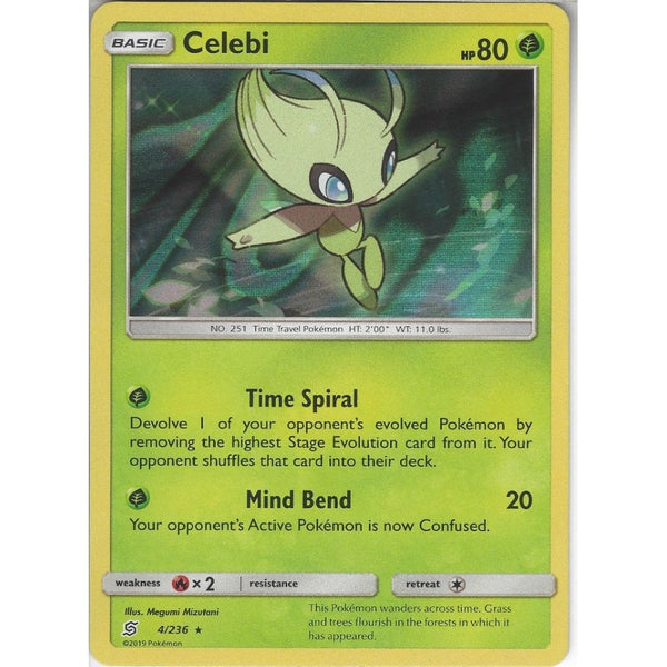 Pokemon Trading Card Game 4/236 Celebi | Rare Holo Card | SM11 Unified Minds