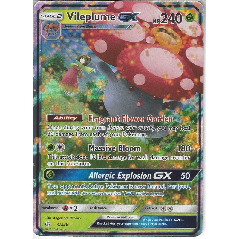 4/236 Vileplume GX | Rare Holo GX Card | SM12 Cosmic Eclipse - Recaptured LTD 4/236 Vileplume GX | Rare Holo GX Card | SM12 Cosmic Eclipse - Recaptured LTD