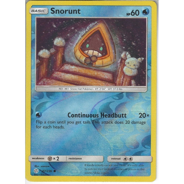 Pokemon Trading Card Game 47/236 Snorunt | Common Reverse Holo Card | SM12 Cosmic Eclipse