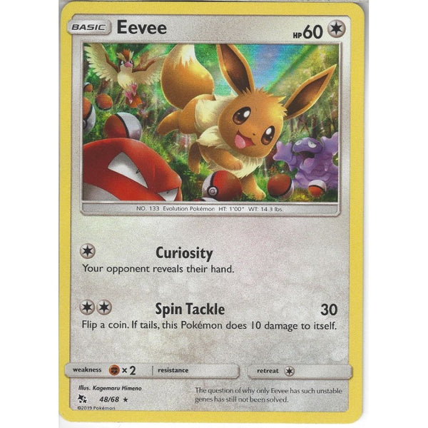 Pokemon Trading Card Game 48/68 Eevee | Rare Holo Card | Hidden Fates