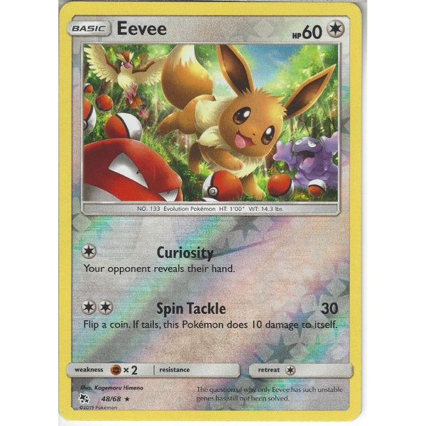 Pokemon Trading Card Game 48/68 Eevee |  Rare Reverse Holo Card | Hidden Fates
