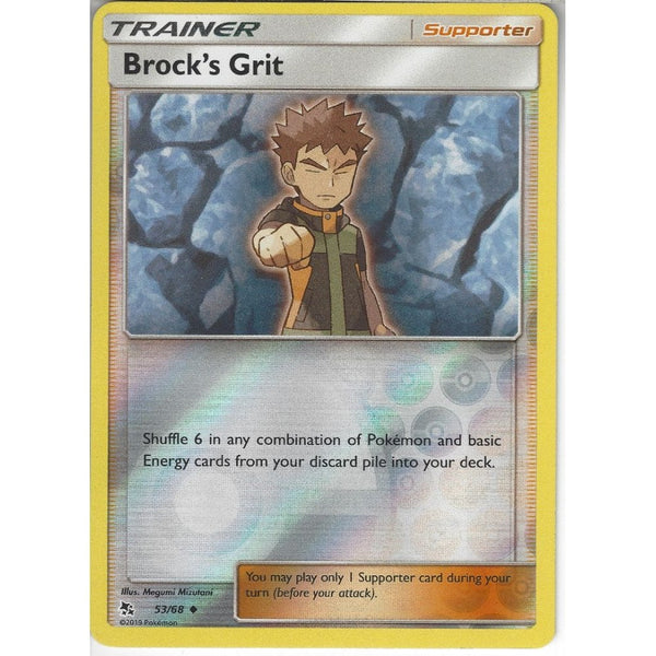 Pokemon Trading Card Game 53/68 Brock's Grit | Uncommon Reverse Holo Card | Hidden Fates