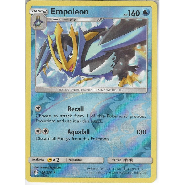 Pokemon Trading Card Game 56/236 Empoleon | Rare Reverse Holo Card | SM12 Cosmic Eclipse