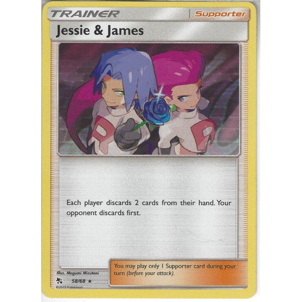 Pokemon Trading Card Game 58/68 Jessie &amp; James | Rare Holo Card | Hidden Fates