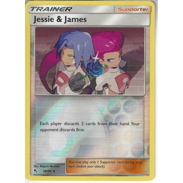 Pokemon Trading Card Game 58/68 Jessie &amp; James |  Rare Reverse Holo Card | Hidden Fates