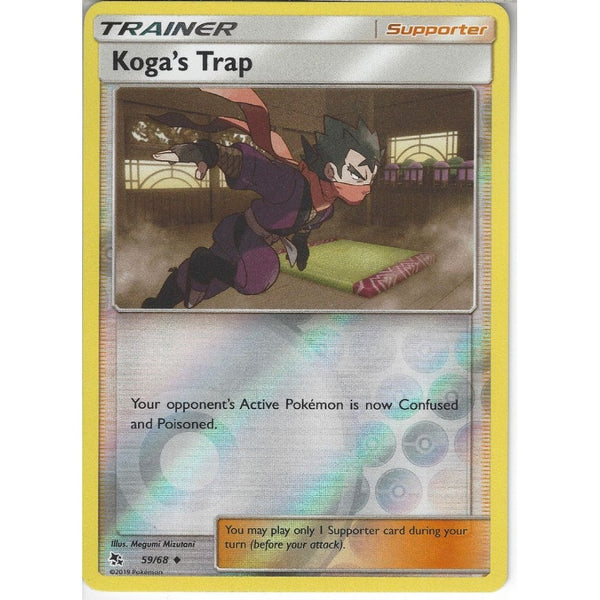 Pokemon Trading Card Game 59/68 Koga's Trap | Uncommon Reverse Holo Card | Hidden Fates