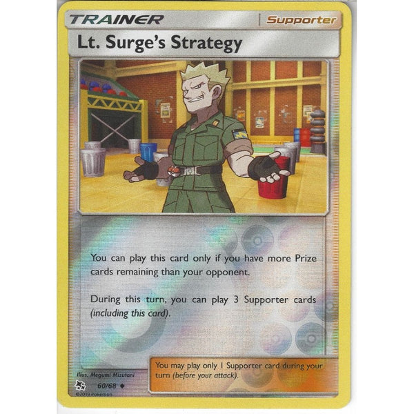 Pokemon Trading Card Game 60/68 Lt. Surge's Strategy | Uncommon Reverse Holo Card | Hidden Fates