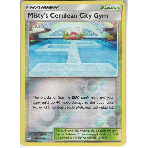 Pokemon Trading Card Game 61/68 Misty's Cerulean City Gym | Uncommon Reverse Holo Card | Hidden Fates