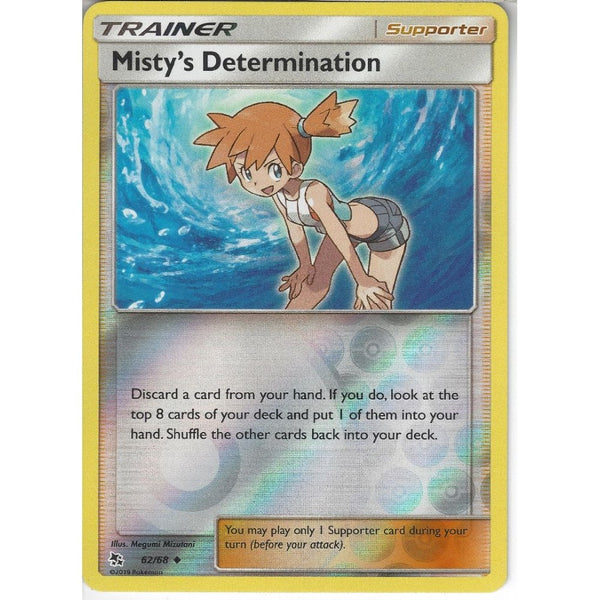 Pokemon Trading Card Game 62/68 Misty's Determination | Uncommon Reverse Holo Card | Hidden Fates