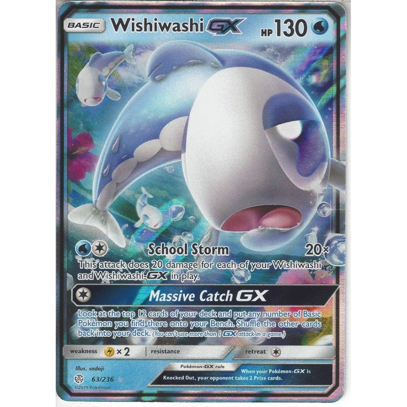pokemon wishiwashi card 63/236 Wishiwashi GX | Rare Holo GX Card | SM12 Cosmic Eclipse